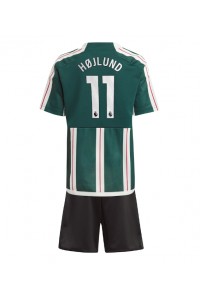 Fotbalové Dres Manchester United Rasmus Hojlund #11 Dětské Venkovní Oblečení 2023-24 Krátký Rukáv (+ trenýrky)